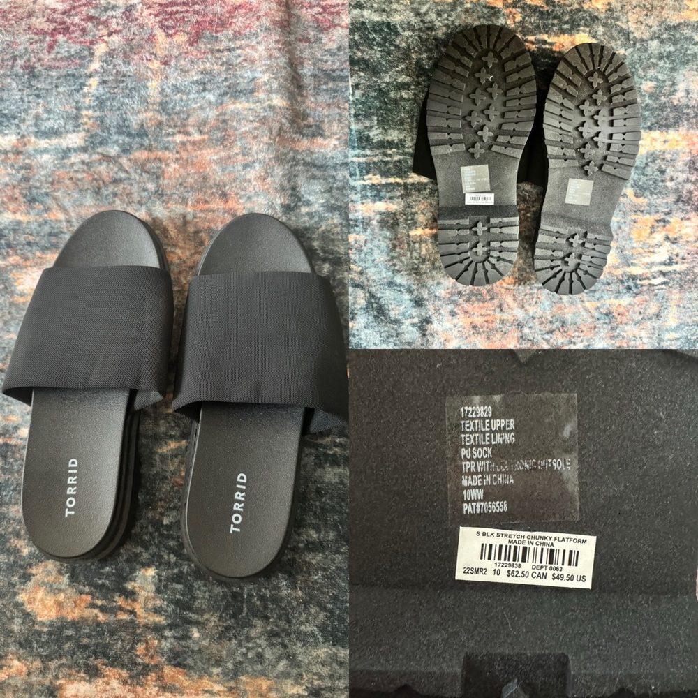 torrid Black Wide Strap Slide Sandals